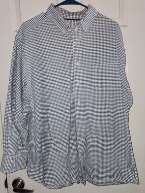 Daniel Cremieux 2XB White Button-Down Shirt white With Purple And Green Plaid